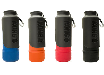 Kong - Kong H20 K9 Drinkfles Thermos RVS - 740 ml waterfles in de kleuren zwart, blauw, rood en oranje. Perfect voor je dorstige hond tijdens wandelingen of trektochten, de Kong H20 K9 Drinkfles Thermos RVS - 740 ml houdt zijn drankje vast.