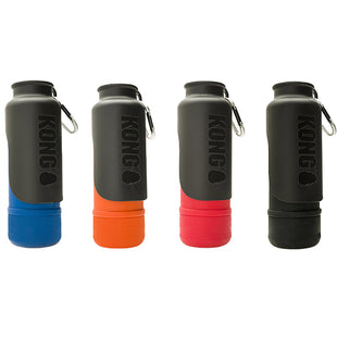 Kong - Kong H20 K9 Drinkfles Thermos RVS - 740 ml waterfles in de kleuren zwart, blauw, rood en oranje. Perfect voor je dorstige hond tijdens wandelingen of trektochten, de Kong H20 K9 Drinkfles Thermos RVS - 740 ml houdt zijn drankje vast.