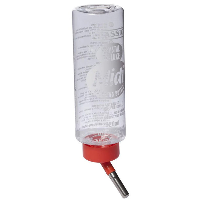 A Classic - Crystal De-Luxe Drinkfles - Medium fles met rode deksel en rode punt, ideaal voor cavia's.