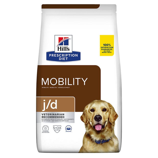 Hill's Prescription Diet Canine j/d Mobility is een speciaal hondenvoer samengesteld om honden met pijnlijke gewrichten te ondersteunen en gezond kraakbeen te bevorderen.