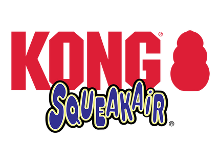 Het logo voor Kong - SqueakAir Balls met tennisbalontwerp.