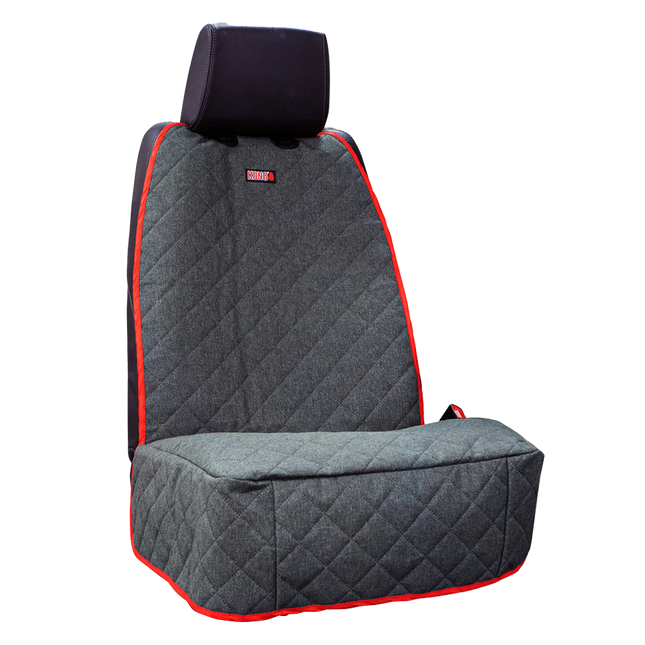 Een waterdichte Kong - Hoes Voor Autostoel in grijs en rood gewatteerd design.