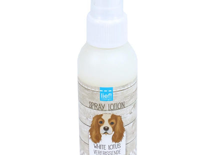 Lief! - Spray Lotion - 100 ml, een fles hondenverzorgingsspray op een witte achtergrond.