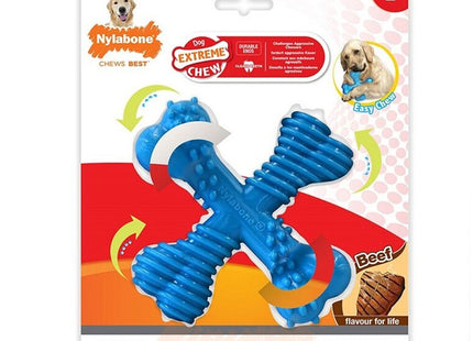 Nylabone -  Extreme Chew X-bone Beef Blauw