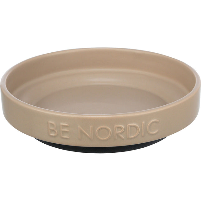 Keramische platte voerbak / waterbak voor katten in de kleur taupe van trixie Be Nordic