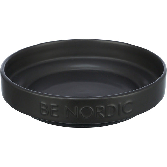 Keramische platte voerbak / waterbak voor katten in de kleur zwart van trixie Be Nordic