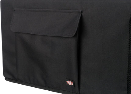 Een zwarte laptoptas met ritsvak voor Trixie - Autostoel Dubbel.