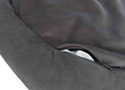 Een close up van de ritssluiting  van de afneembare bekleding die wasbaar is op 40°C.