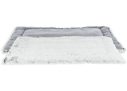 Een comfortabel Trixie - Ligmat Harvey bed, gemaakt van ligmat nepbont, op een witte achtergrond.