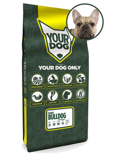 Een zakje Your Dog - Franse Bulldog Volwassen voer, speciaal samengesteld voor volwassen Franse Bulldogs.