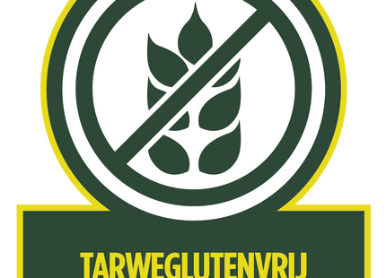 Een groen en geel logo met de woorden tarwglutnjr en Your Dog - Staffordshire Bull Terrier Senior.