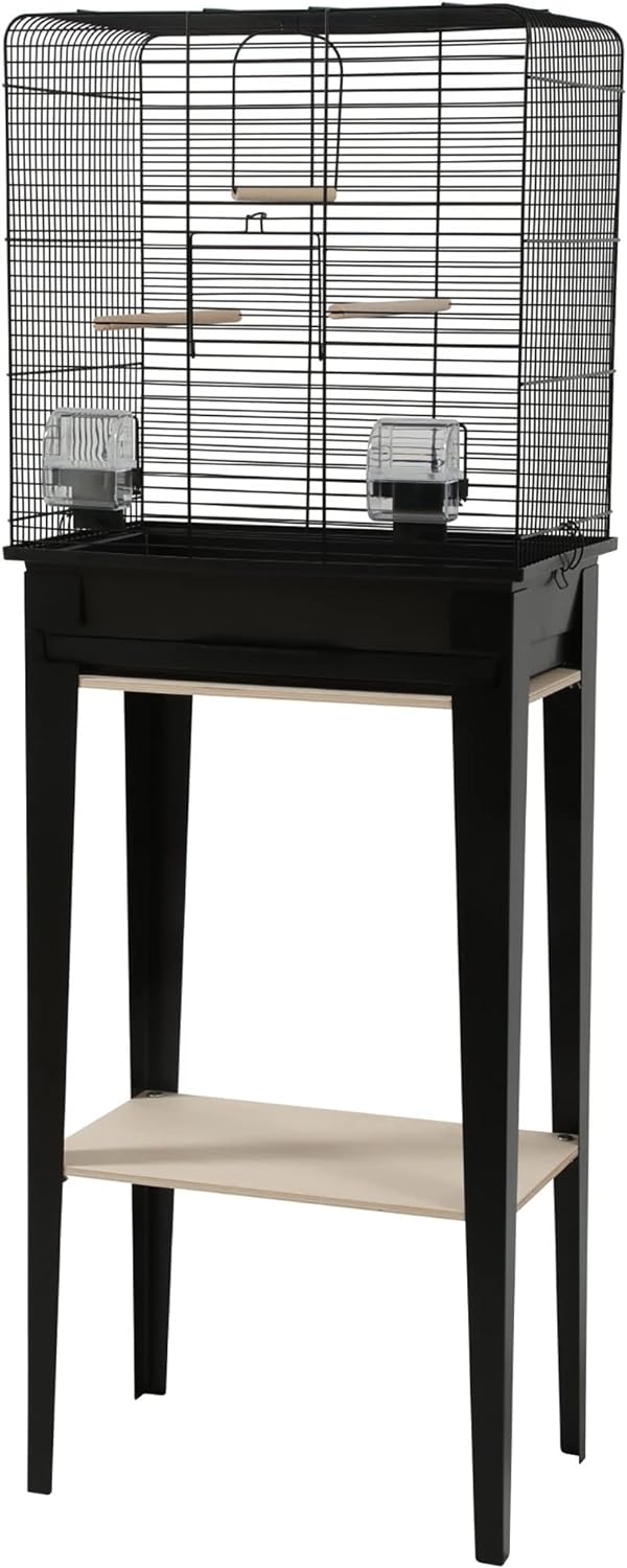 Loft chic cage à oiseaux avec meubles noirs