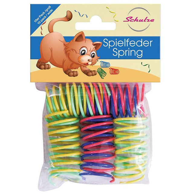 Een pakket levendige Schulze - Spiral Springs, perfect kattenspeelgoed, netjes verpakt in een plastic zak.