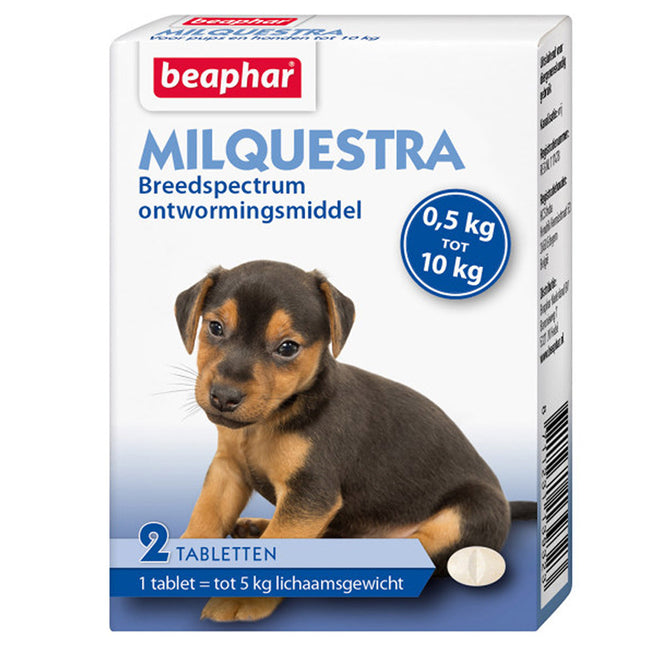 Beaphar - Milquestra Hond is een breedspectrum ontwormingsmiddel tabletten voor puppy's. Het is speciaal samengesteld om wormen en parasieten bij honden effectief te elimineren, waardoor hun gezondheid en welzijn wordt gewaarborgd.
