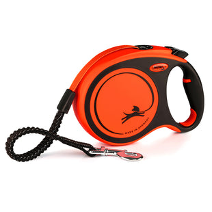 Flexi Xtreme L - Tape Leash in zwart en oranje, geschikt voor honden tot 55 kg.