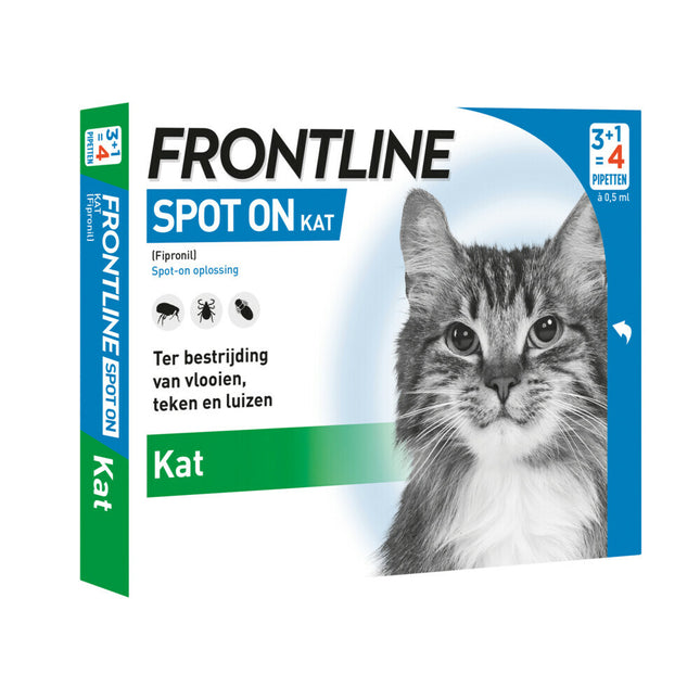 Frontline Kat Spot On voor Katten vanaf 1 kg ter bescherming tegen teken en vlooien.