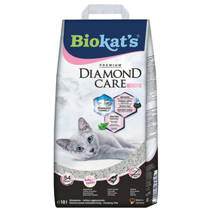 Biokat's Diamond Care Fresh is een sterk aanbevolen kattenbakvulling die een uitzonderlijk absorberend vermogen biedt. Deze kattenbakvulling staat bekend om zijn stof-arm samenstelling, wat zorgt voor een stofvrije ervaring.