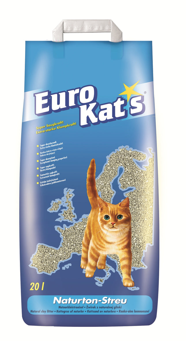 Eurokat's - Klassieke kattenbakvulling van natuurlijke korrel is gemaakt van natuurlijke klei.