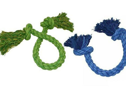 Twee Happy Pet - Happy Kingsize Tug Rope-speelgoed met kwastjes, perfect voor tandem gezond en honden speeltouw.