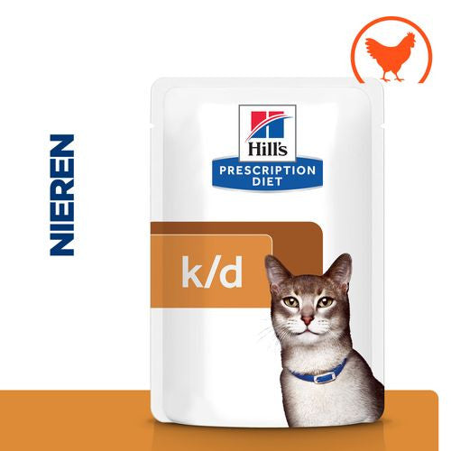 Hill's PRESCRIPTION DIET k/d Kattenvoer met Kip (12x 85 g) voor katten met nierproblemen.