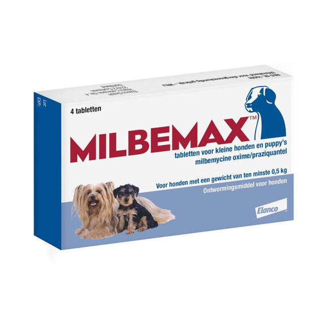 Milbemax - Classic Hond, ontwormingsmiddel voor honden, met twee honden op de bak.