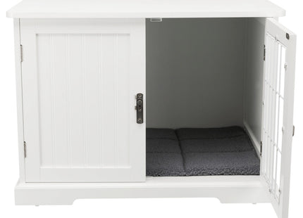 Een witte Trixie - Bench / Home Kennel, ook wel bench genoemd, met open deur.