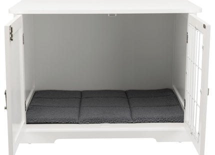 Een Trixie - Bench / Home Kennel met een grijs kussen, perfect voor interieurdesign.