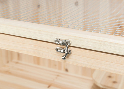 Een houten plank met metalen handvat, ideaal voor in de luxe kooi (luxe kooi) of Trixie - Knaagdierenverblijf.
